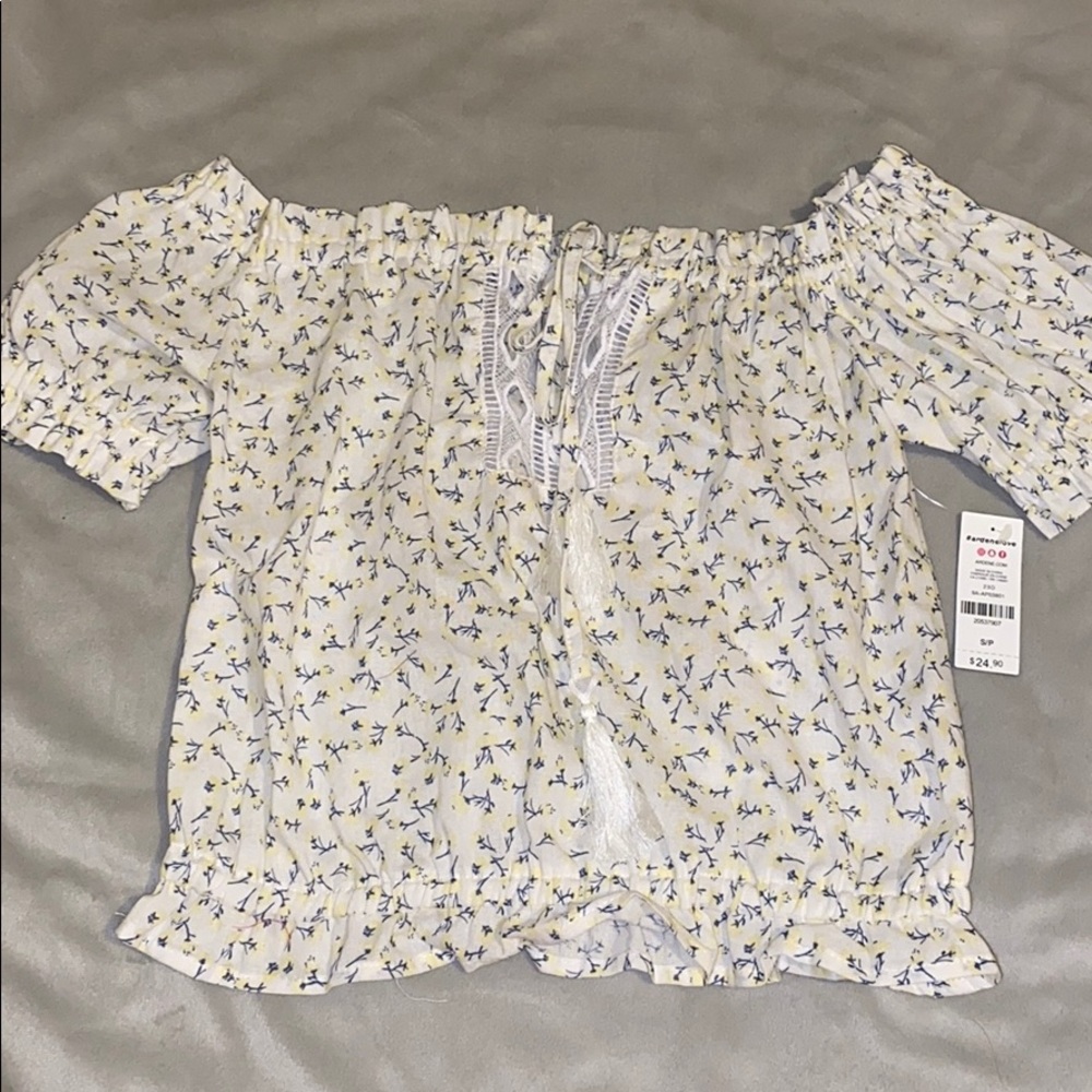 Off the shoulder white blouse